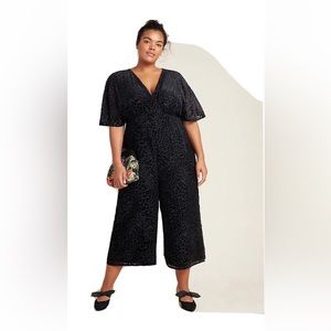NWT Anthropologie Greylin Cerise Burnout Velvet Jumpsuit Romper Sz XL  Black